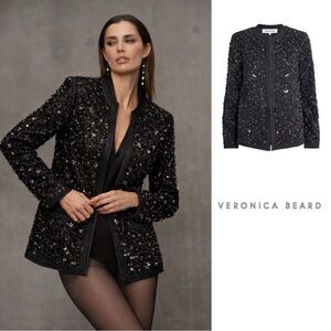 NEW Veronica Beard Rosine Embellished Sequin Collarless Jacket